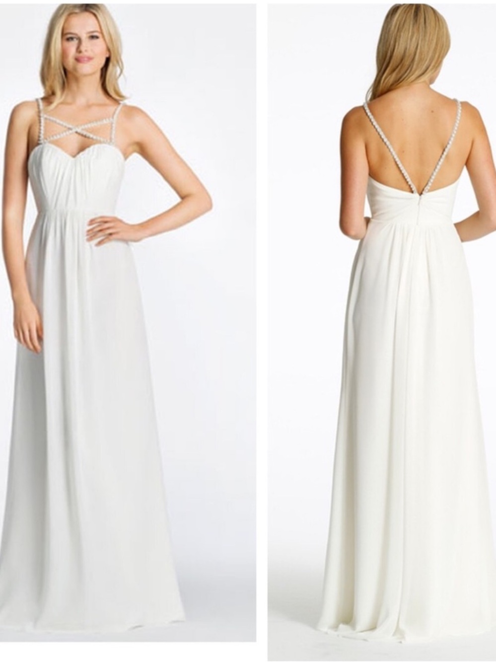 Hayley Paige Occasions 5622 Ivory Beaded-Strap Maxi Dress